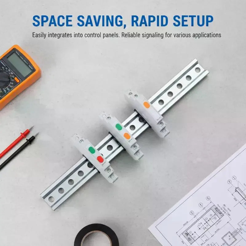 JD9 DIN Rail Indicator Light 24V–220V AC/DC Dual Color Signal DIN Rail Indicator Light Nixie