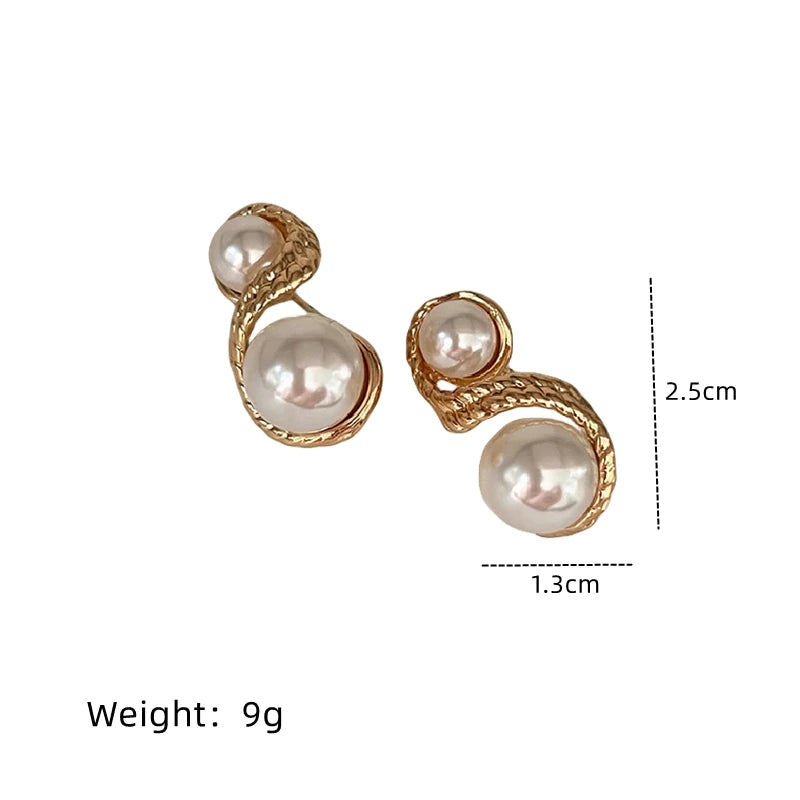 Bohemian Retro Pearl Stud Earrings for Women | Zinc Alloy Fashion Stud Earrings Nixie