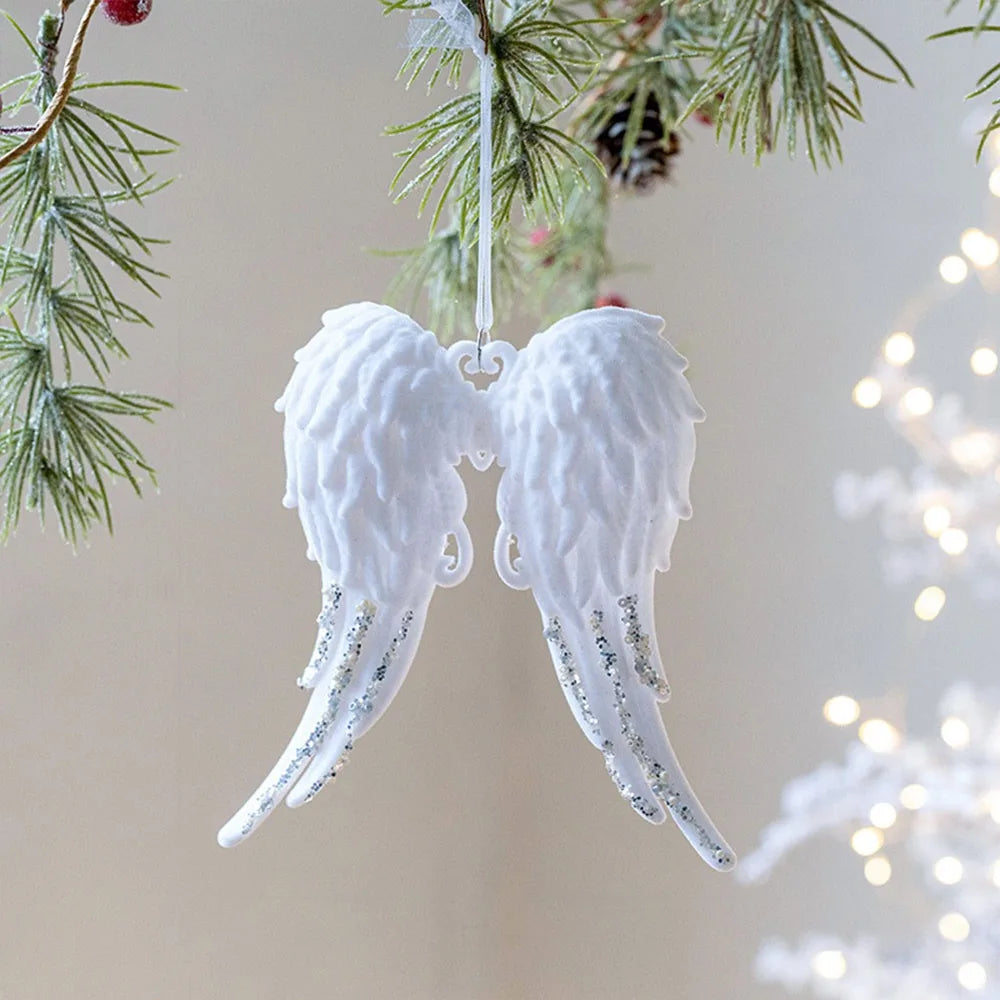 White Christmas Ornaments – Flocking Deer, Wreath & Snowflake