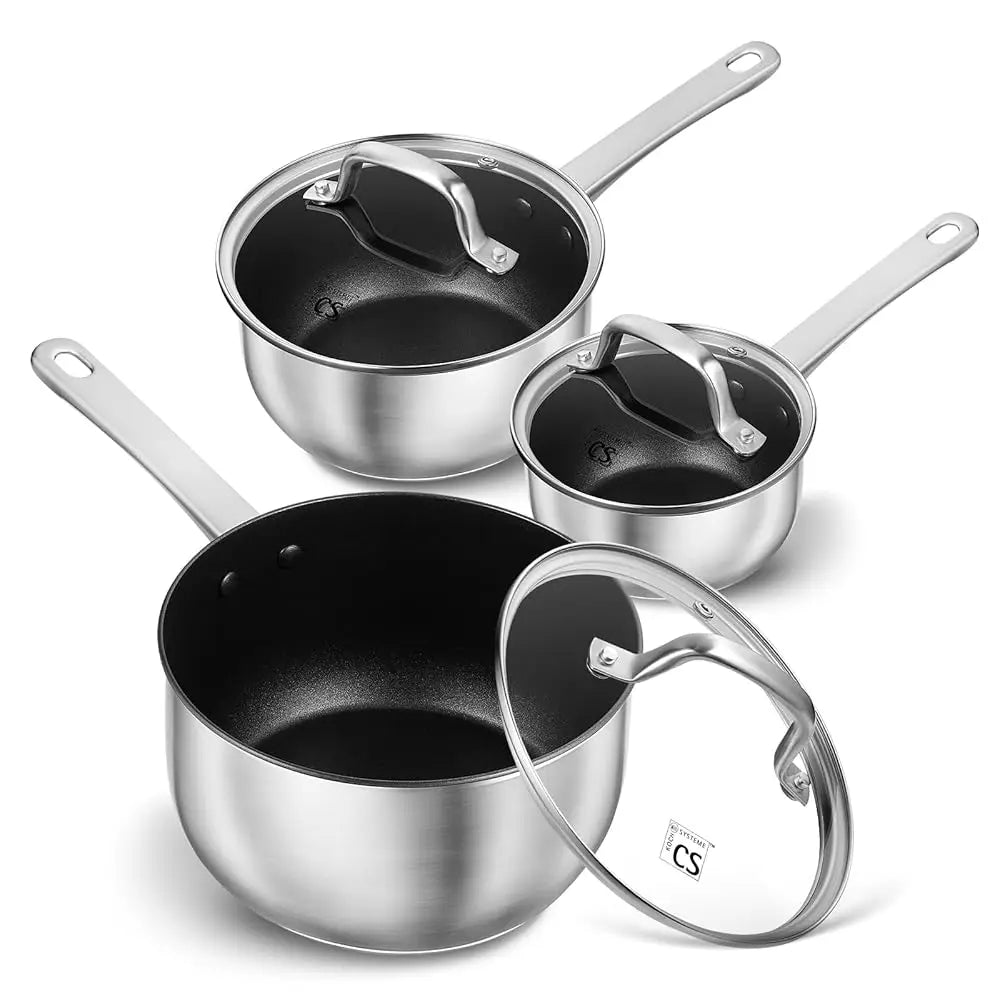 KOCH SYSTEME CS 3-Piece Non-Stick Stainless Steel Saucepan Set Saucepan Set Nixie 3 piece set