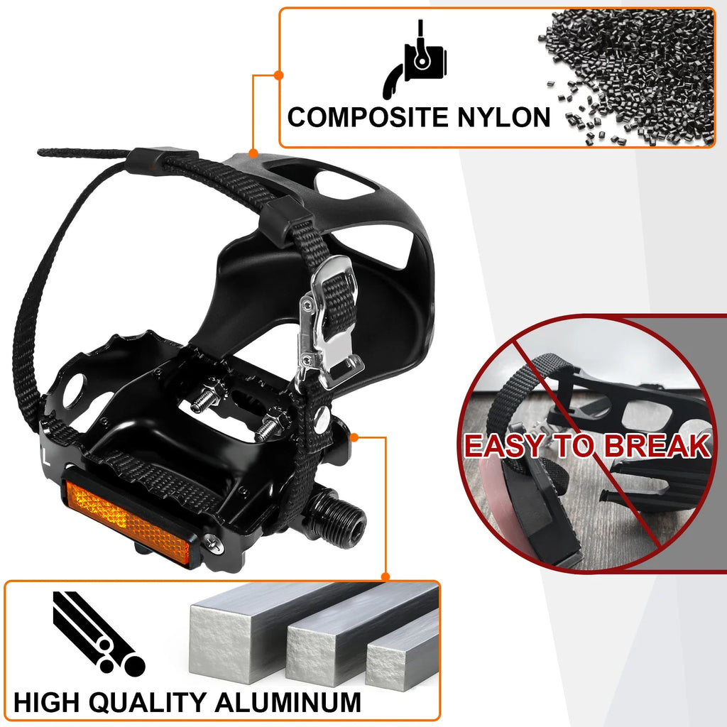 BUCKLOS Aluminum Bicycle Pedal with Toe Clip – Road & MTB Bicycle Pedal Nixie