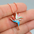 Blue Glass Opal Geometric Mood Tracker Pendant Necklace Pendant Necklace Nixie Rose Gold-Mix