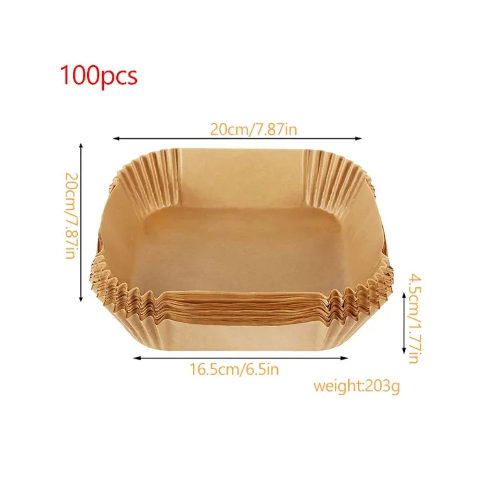 100/200Pcs Disposable Square Air Fryer Liners Non-Stick Baking Paper Air Fryer Liner Nixie 100PCS 16cm