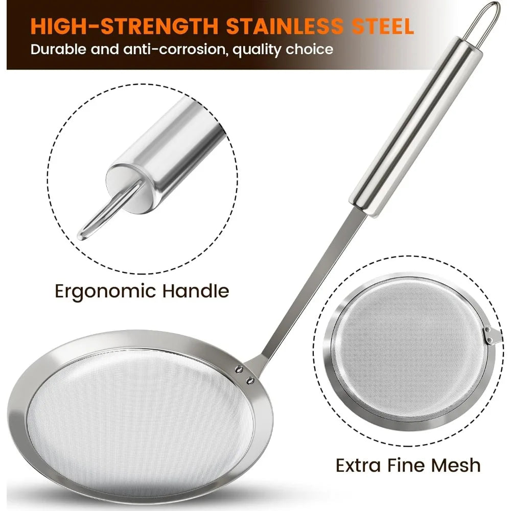Stainless Steel Fine Mesh Strainer Spoon & Skimmer Ladle Mesh Strainer Spoon Nixie