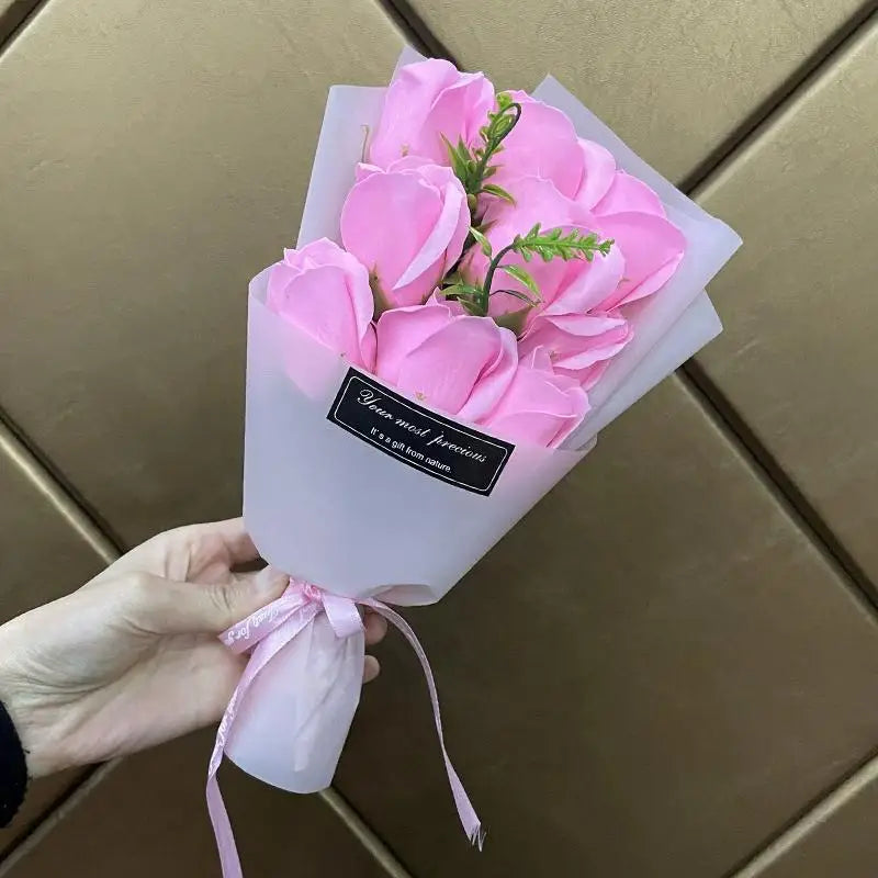 9-Head Soap Rose Bouquet – Artificial Flowers for Home & Gifts Artificial Flower Bouquet Nixie