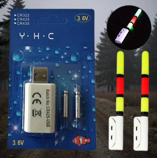 Night Fishing Float Set – 2 Bobbers + USB Charger & CR425 Batteries Night Fishing Float Set Nixie green