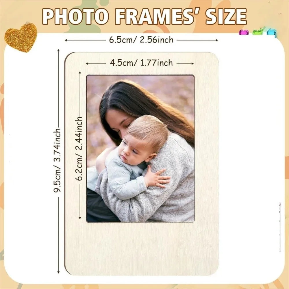 DIY Wooden Picture Frames Set with Markers & Stickers – 12 Pack