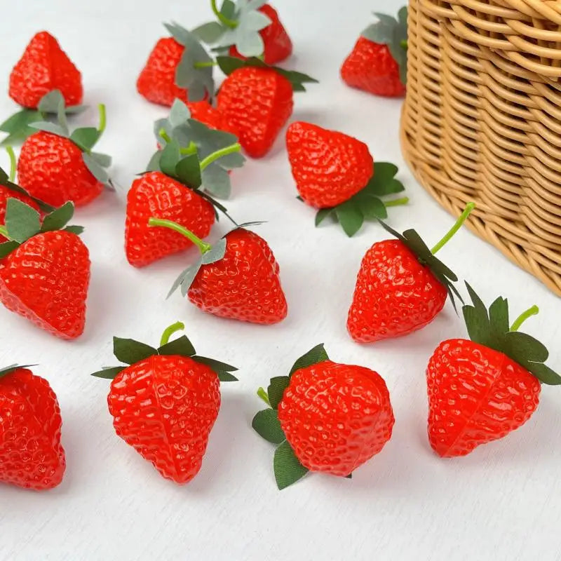 Lifelike Artificial Strawberries 10-20Pcs PVC Fake Fruit Decor Artificial Fruit Decor Nixie