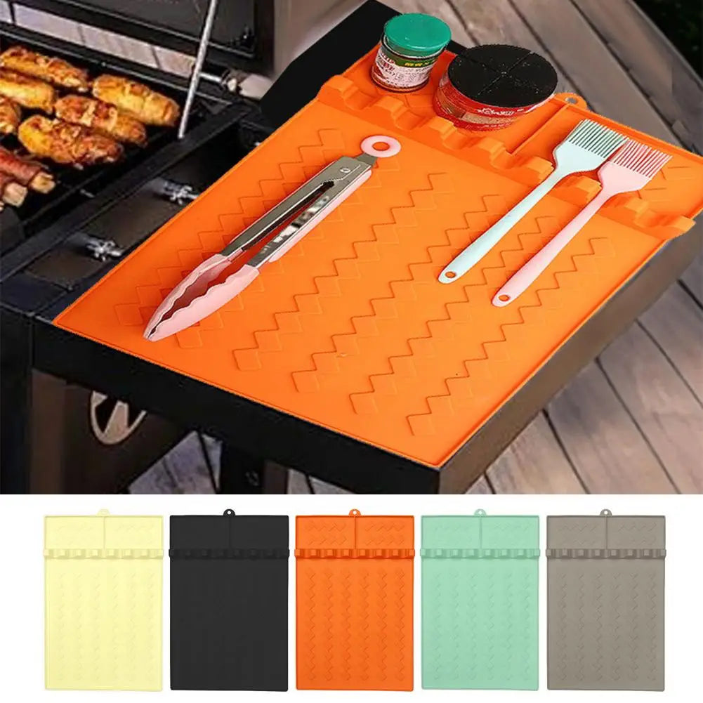 Food-Grade Silicone BBQ Grill Mat – Non-Slip Spatula Holder Silicone Grill Mat Nixie