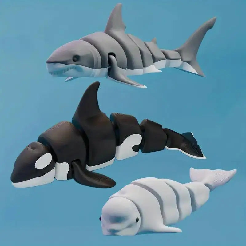 3D Printed Articulated Sea Animal Figurine – Shark & Orca Articulated Figurine Nixie