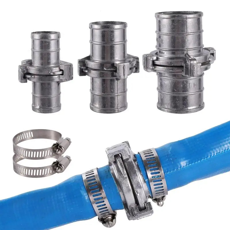 Aluminum Snap Coupling Hose Connector with Clamps | 1"–2" Hose Snap Connector Nixie