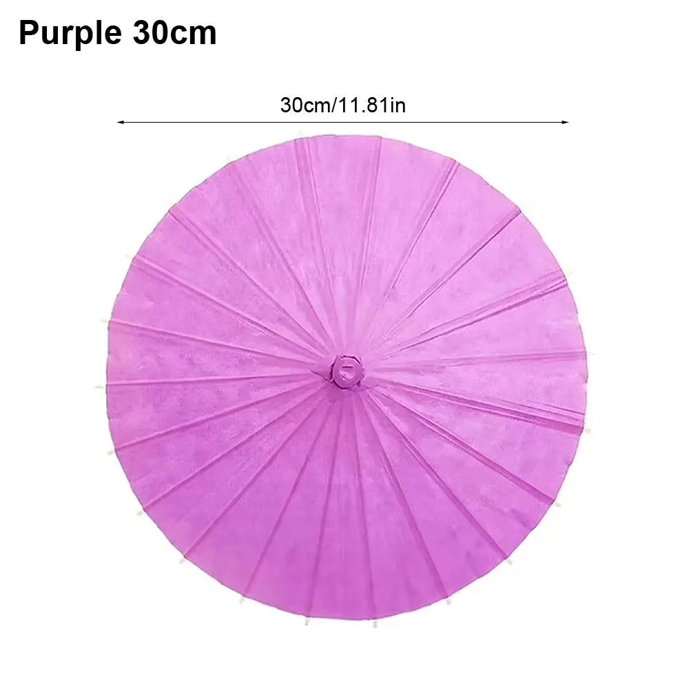 Blank DIY Paper Umbrella Long Handle Prop – 20 to 60cm DIY Craft Prop Nixie purple 30cm