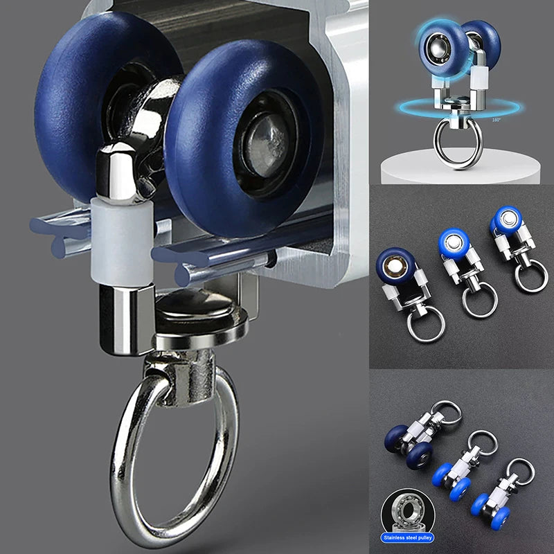 4pcs Twin Wheel Silent Drapery Track Rollers & Curtain Gliders