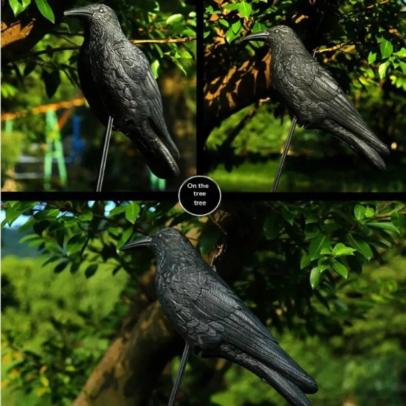 Realistic Black Crow Raven Decoy – Garden Bird Scare Ornament Garden Bird Decoy Nixie