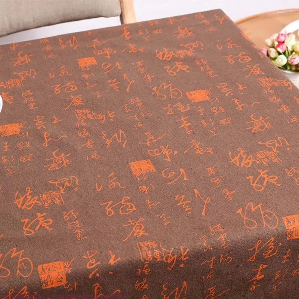 Chinese Calligraphy Cotton Linen Tablecloth | 150×50 & 200×150cm Linen Tablecloth Nixie