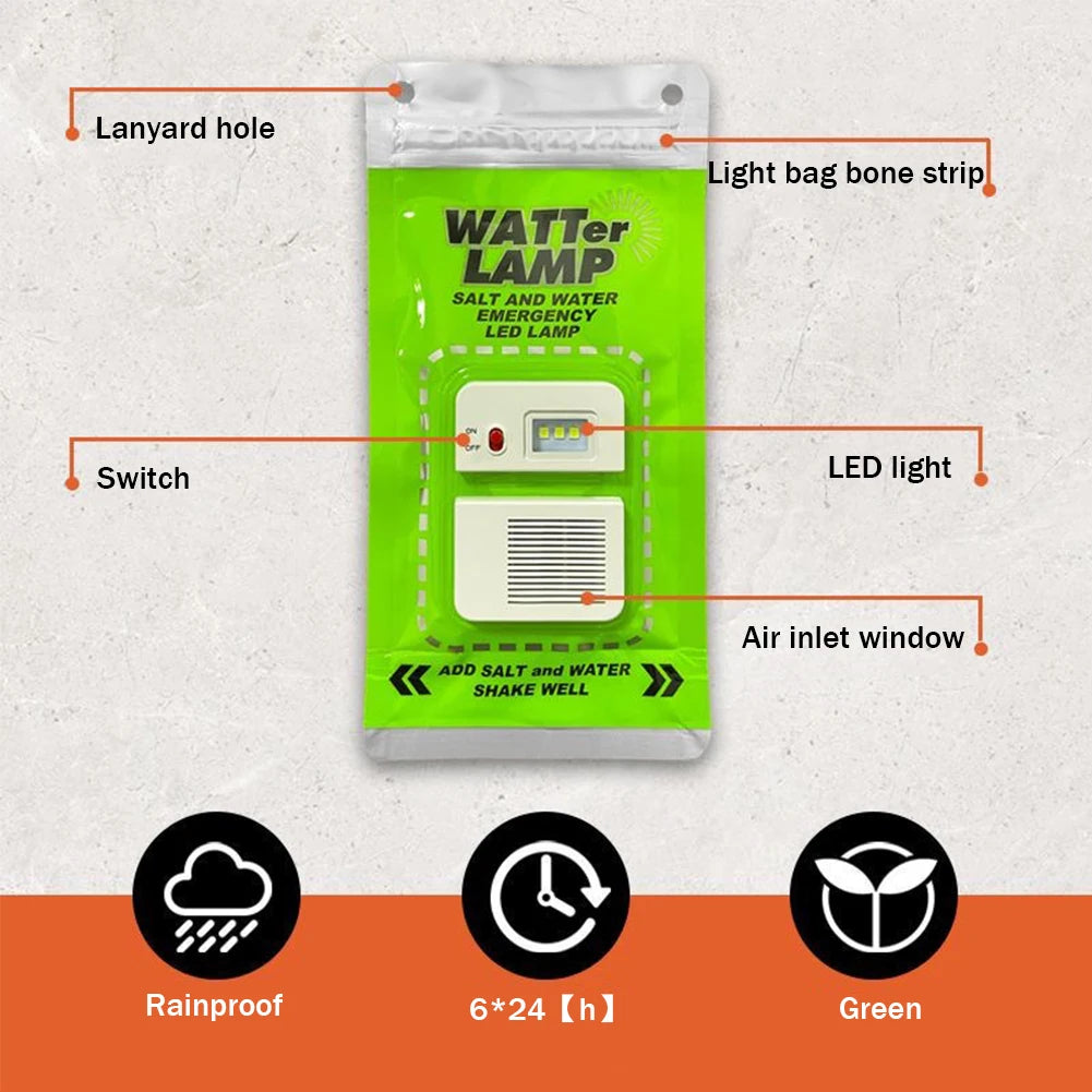LED Salt Water Lamp – Portable Waterproof Camping Emergency Light Camping Lamp Nixie