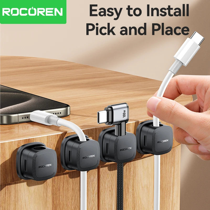 ROCOREN 30-Pack Magnetic Cable Organizer Clips for Desk