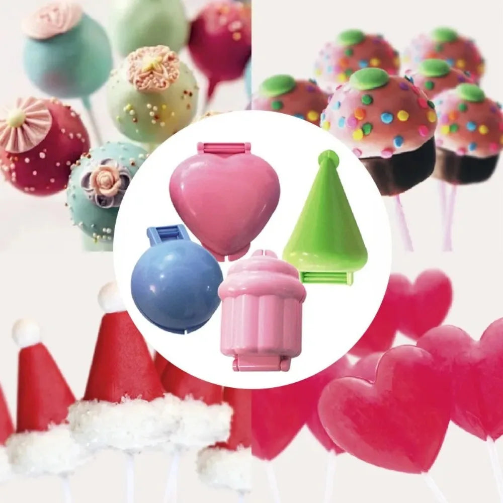 Lollipop & Cake Pop Molds – 4 Shapes: Round, Heart, Cone, Cupcake Baking Mold Set Nixie