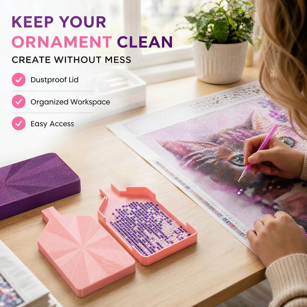 Diamond Painting Tray Kit – Dustproof Lid & Organizer, 2pcs