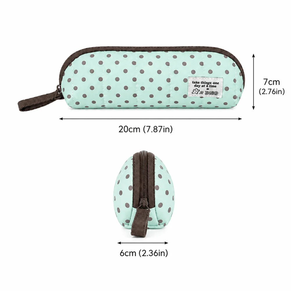 Polka Dot Pencil Case Large Capacity with Hand Strap – 5 Styles
