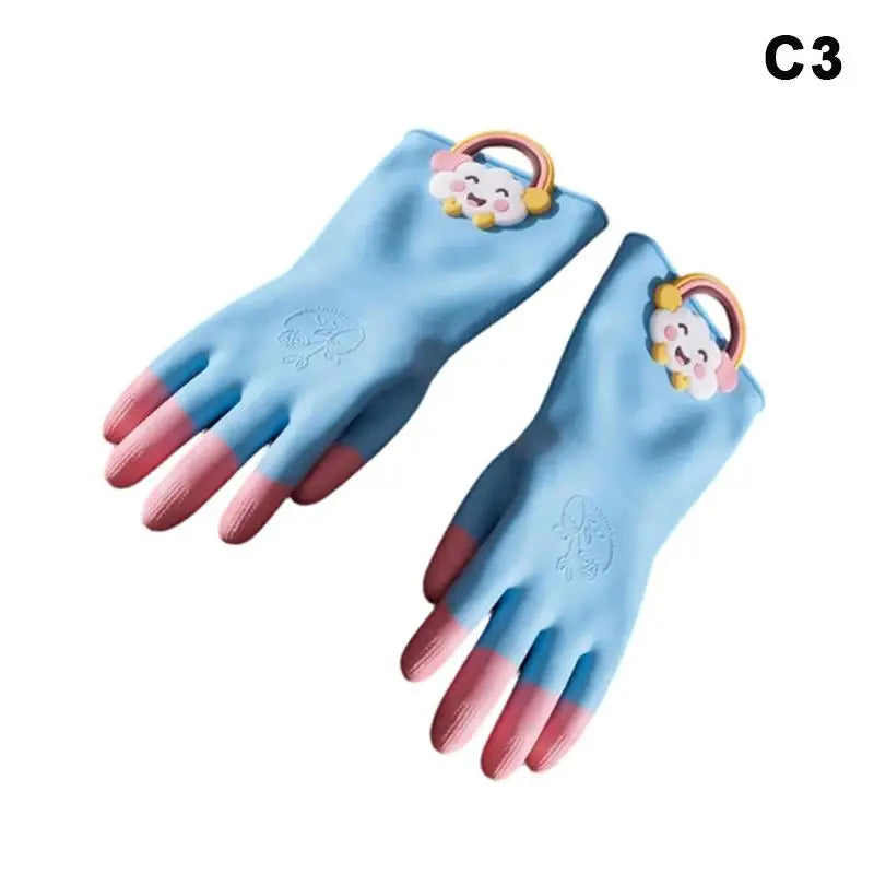 Cute Bear Waterproof PVC Kitchen Gloves – Non-Slip Cleaning Household Cleaning Gloves Nixie C3