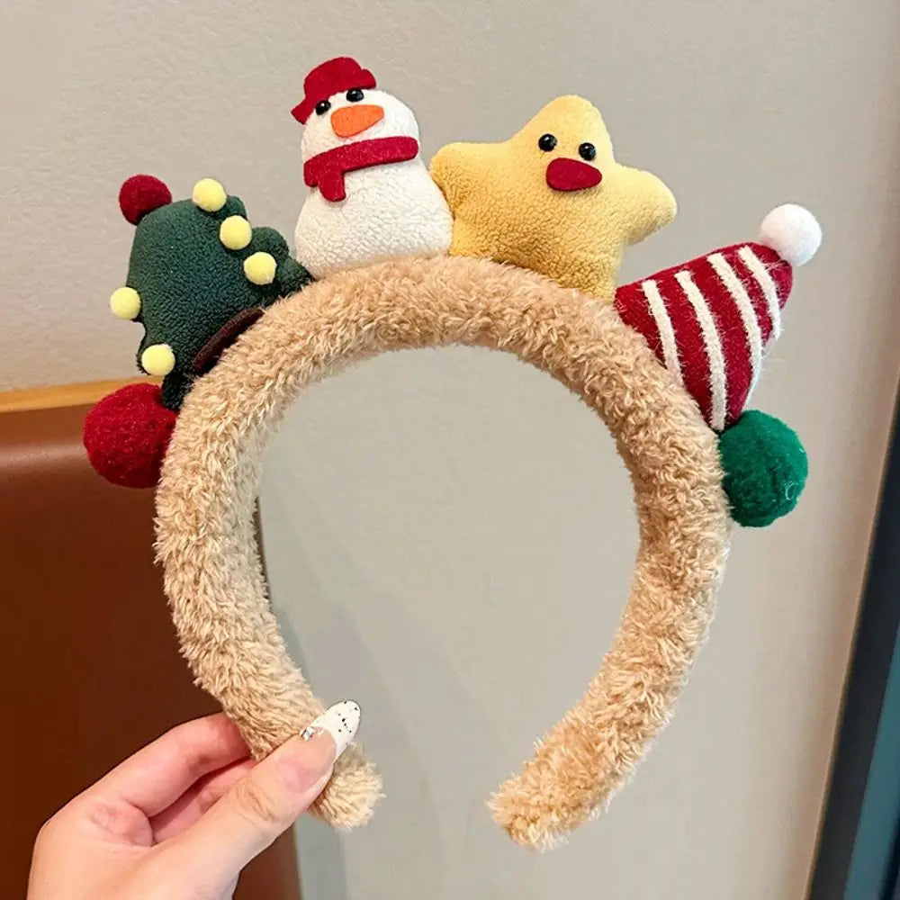 Kids Christmas Headband – Elk, Snowman & Tree Hair Clasp Holiday Hair Accessory Nixie