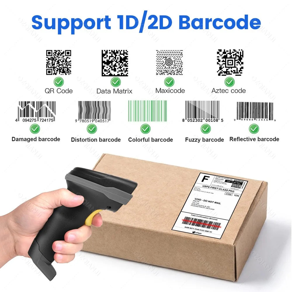 INSTOFC G6 Wireless Bluetooth 1D 2D QR Barcode Scanner