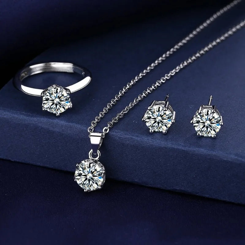 3-Piece Bridal Jewelry Set – Zirconia Necklace, Earrings & Ring Bridal Jewelry Set Nixie