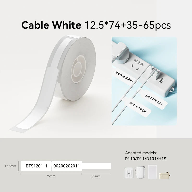 NIIMBOT Waterproof Thermal Label Paper – D110 D101 D11 Compatible Thermal Label Rolls Nixie White Cable