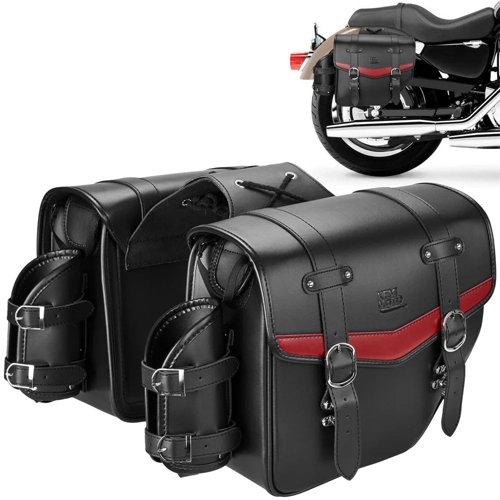 Waterproof PU Leather Motorcycle Saddle Bags – Universal Fit