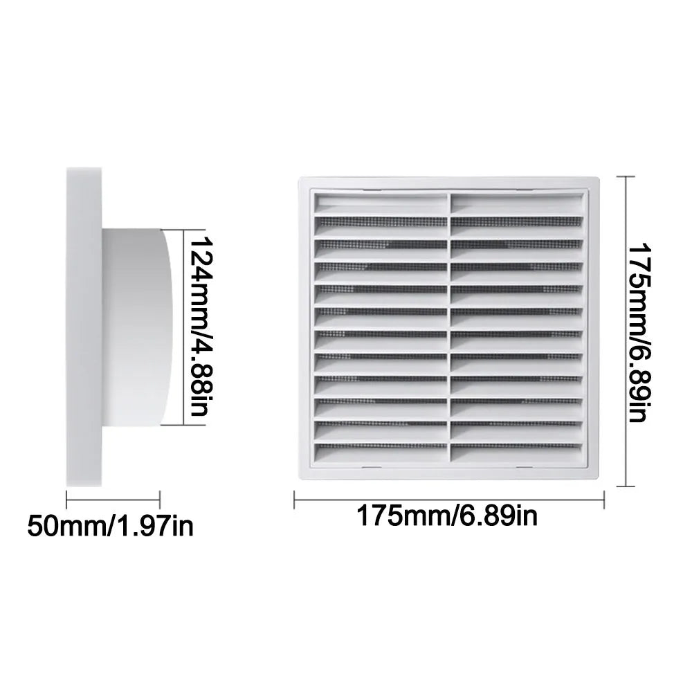 Square Air Vent Grille Cover 4–8 In | Aluminum Fiber Mesh Vent Grille Cover Nixie White-5in