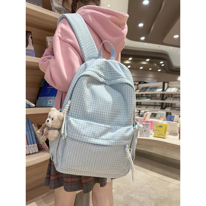Nixie Retro Plaid Backpack – Large Capacity Lightweight School Bag School Backpack Nixie
