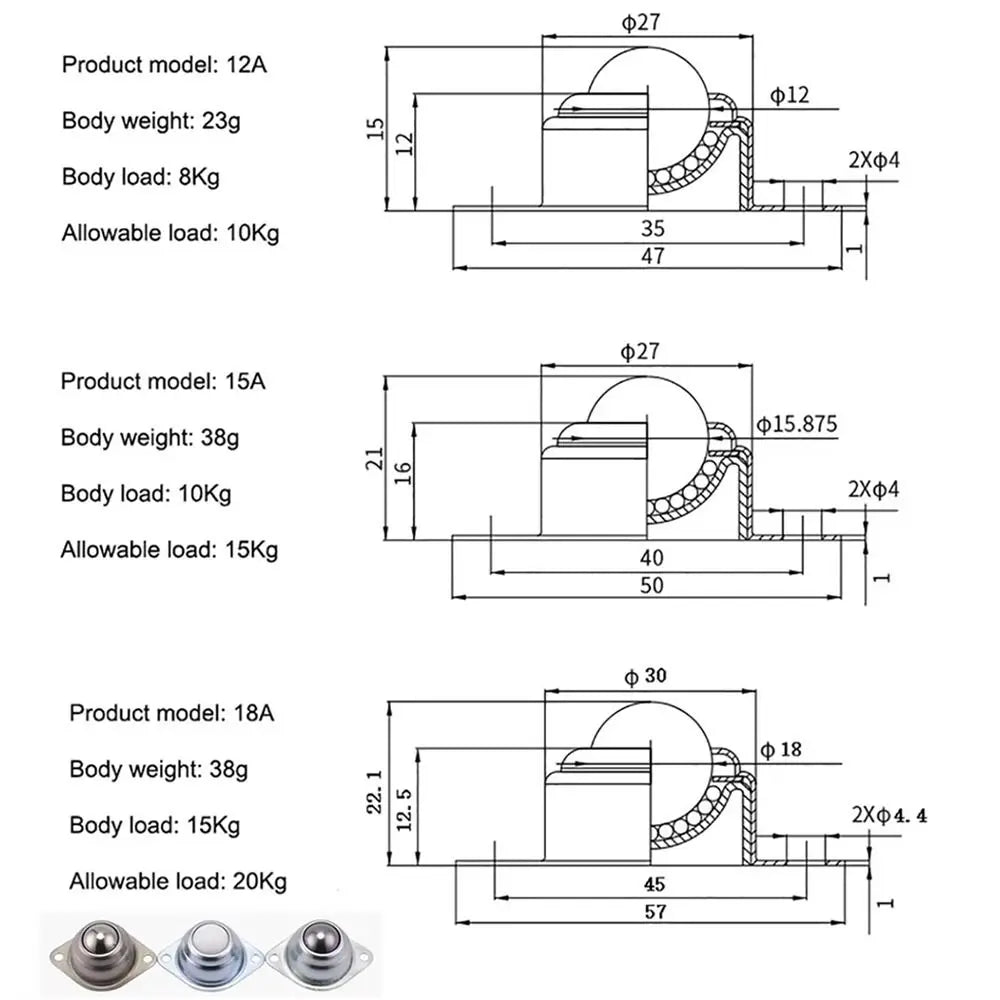 Swivel Ball Caster Wheel 304 Steel Roller Transfer Unit CY-15A CY-25A