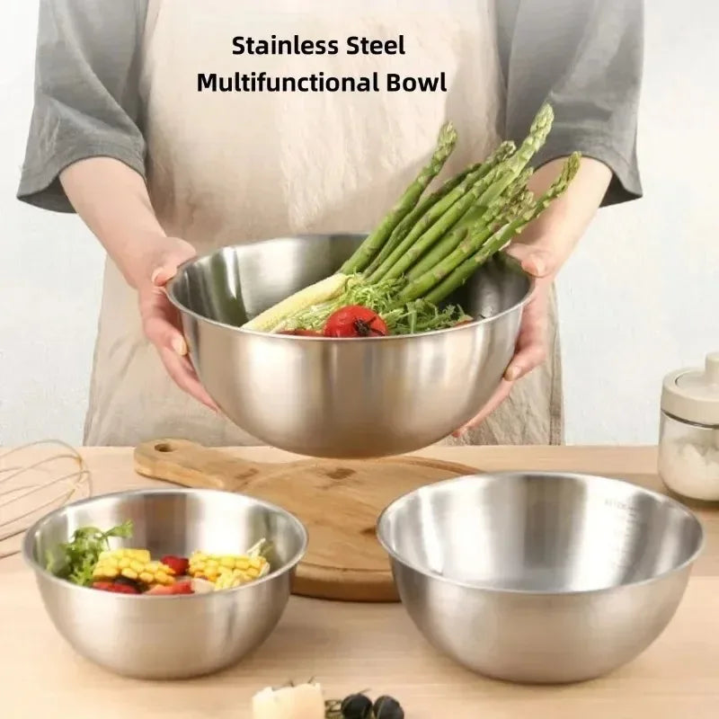 4-Piece Stainless Steel Mixing Bowls Set with Scale Markings Mixing Bowl Set Nixie