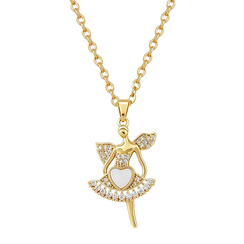 Flower Fairy Pendant Necklace | Gold Stainless Steel Women Pendant Necklace Nixie