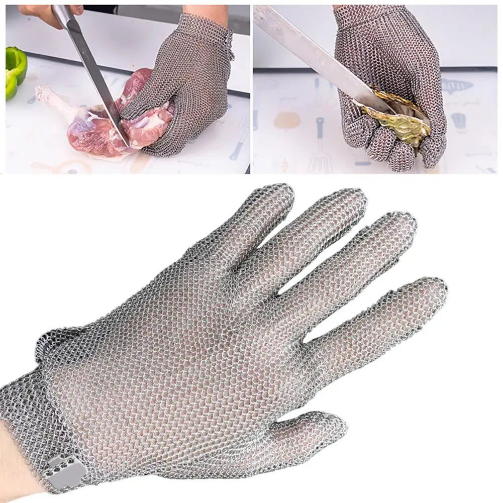 Stainless Steel Mesh Cut-Resistant Glove – Adjustable Wrist Cut-Resistant Glove Nixie