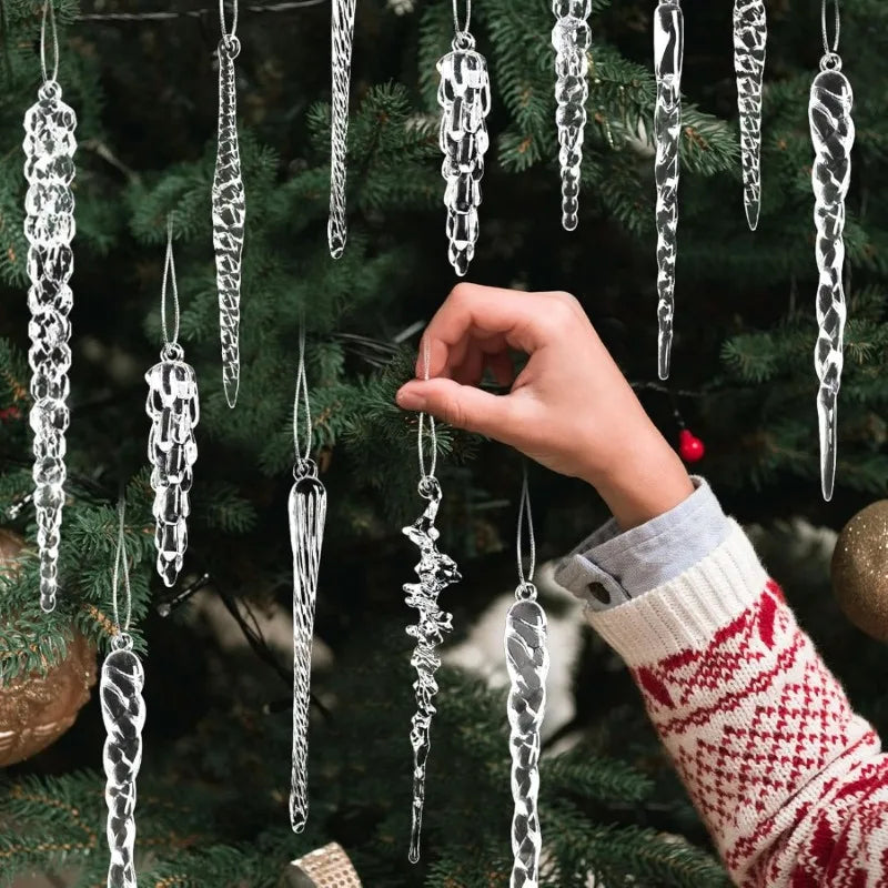 20 Pcs Clear Acrylic Christmas Icicle Ornaments – Crystal Decor Christmas Ornaments Nixie