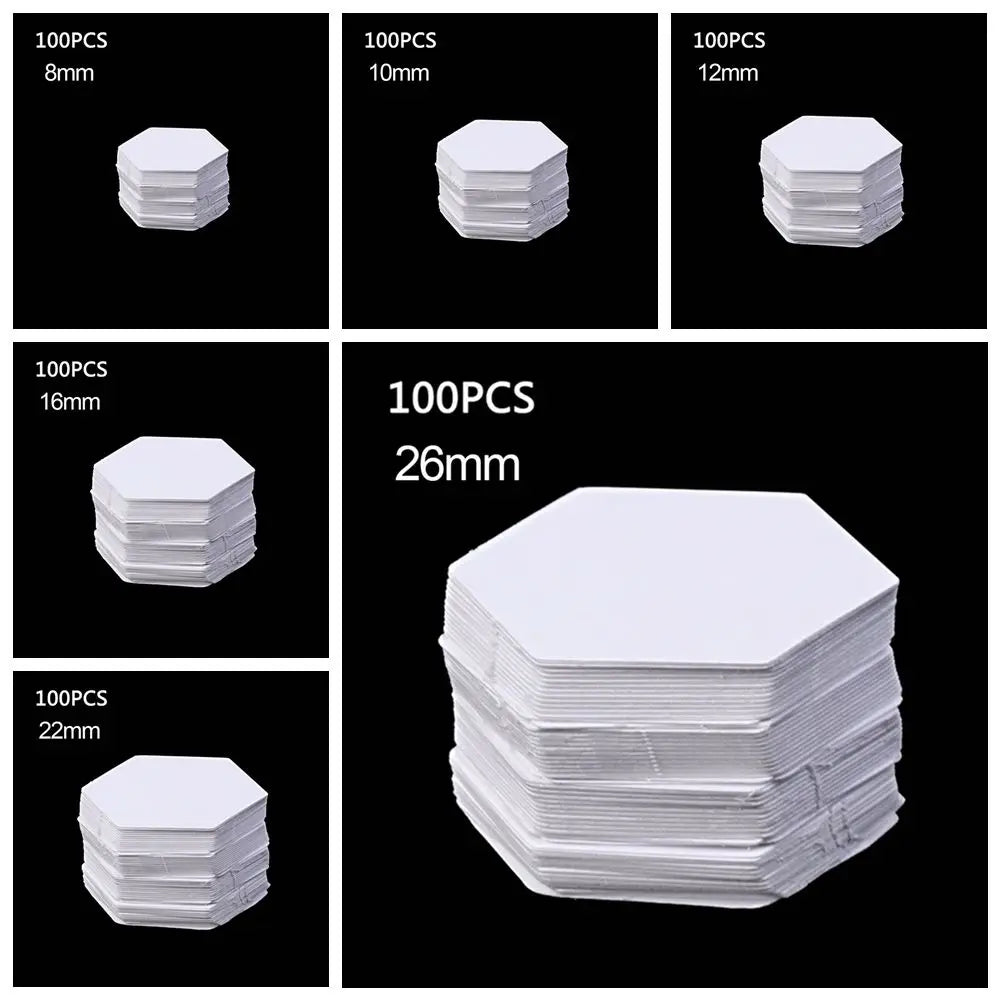 100Pcs Hexagon Paper Quilting Templates – 6 Sizes for Patchwork Quilting Templates Nixie