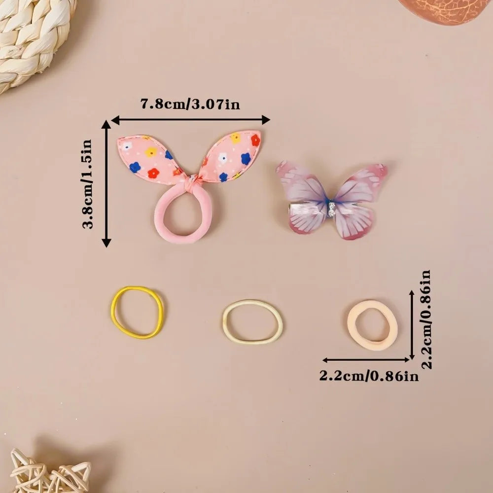 Girls Colorful Elastic Hair Accessories Set – Bows & Clips Girls Hair Accessories Nixie