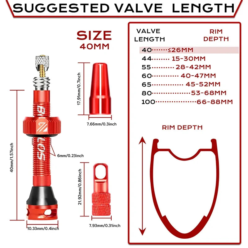 BUCKLOS Tubeless Presta Valve Stems CNC Aluminum MTB Road Bike Tubeless Valve Stem Nixie