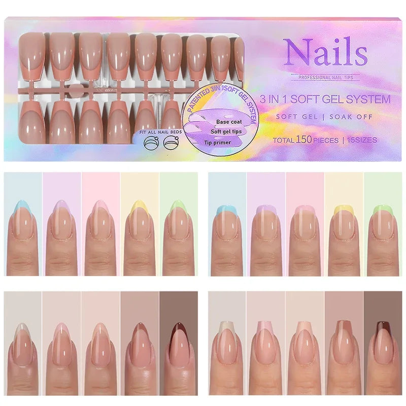 150Pcs Acrylic Press On Nails Full Cover False Tips – DIY Salon Press On Nail Tips Nixie