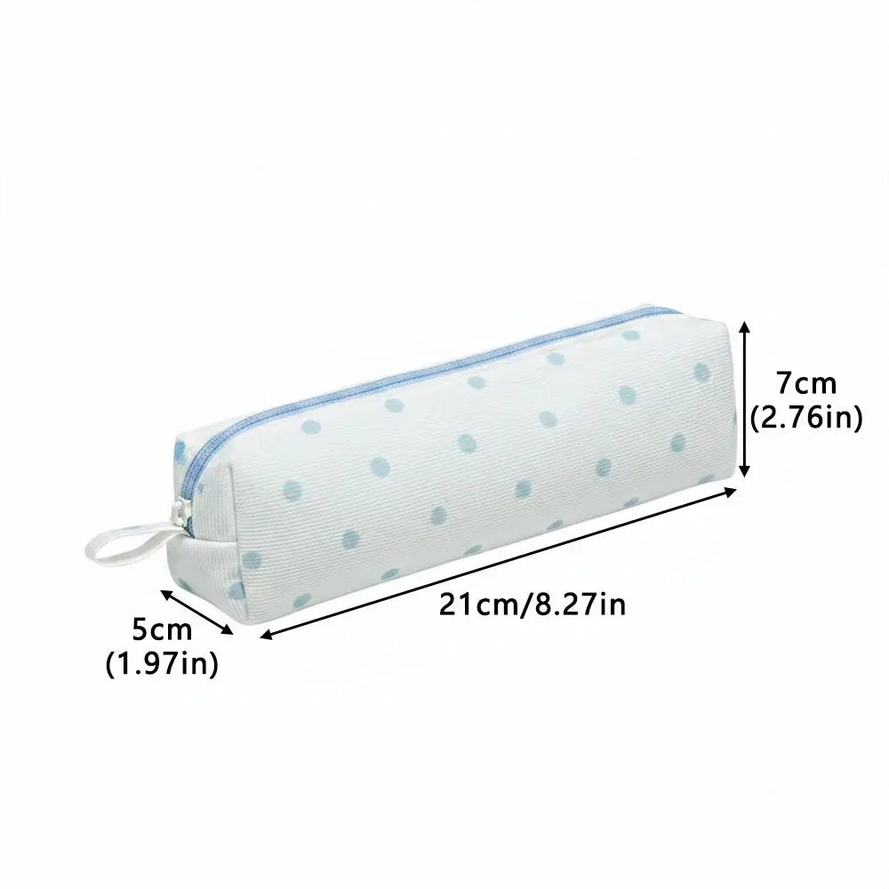 Cream Polka Dot Pencil Case – Large Capacity Stationery Pouch