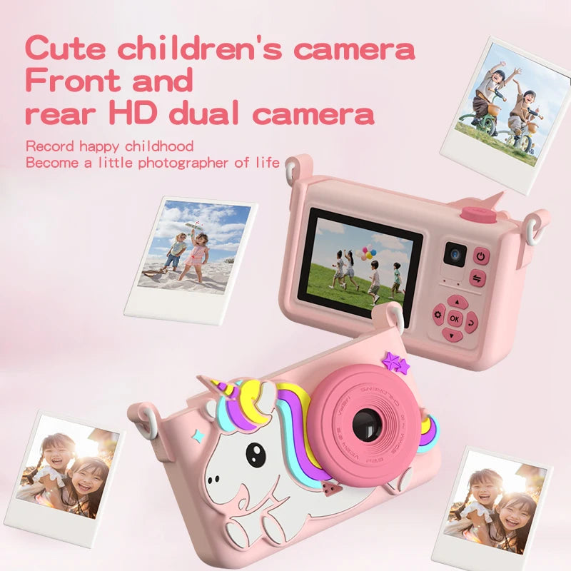 Unicorn Kids Camera 1080P HD Dual Lens Digital Camera Ages 3–12