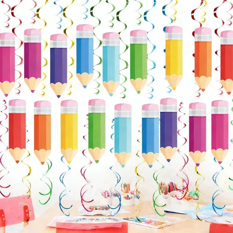 48pcs Colorful Pencil Swirl Decorations – Classroom & Party Party Swirl Decorations Nixie