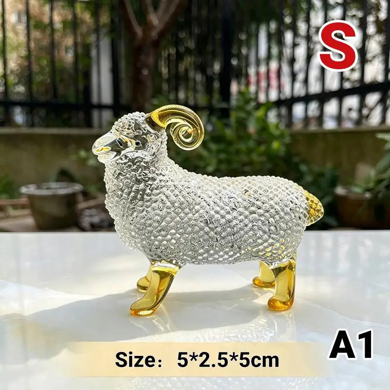 Crystal Sheep Figurine 2027 Zodiac Statue Home Décor Ornament