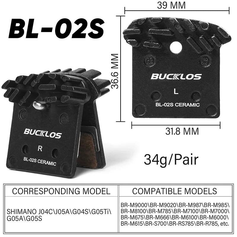 BUCKLOS Ceramic Disc Brake Pads for Shimano & SRAM MTB Road Bike Disc Brake Pads Nixie