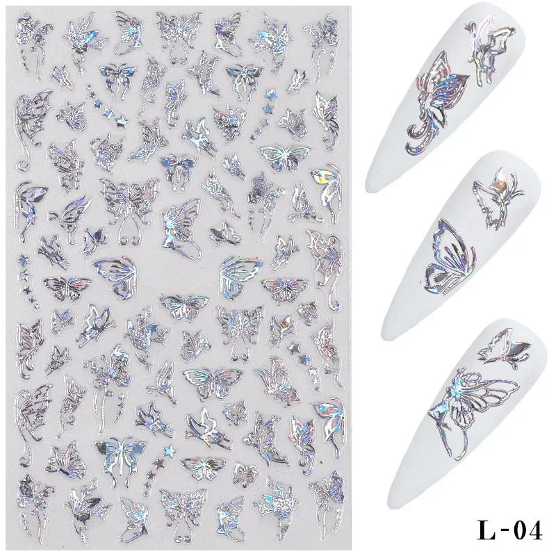 3D Butterfly Holographic Nail Art Stickers – DIY Foil Decals Nail Art Stickers Nixie H