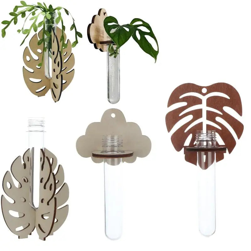 Wall Mounted Wooden Hydroponic Propagation Station Vase Hydroponic Plant Holder Nixie