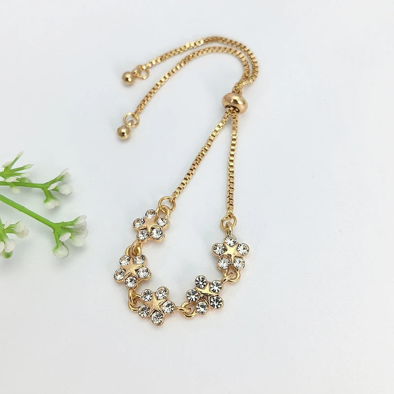 Adjustable Flower Crystal Bracelet – Women's Elegant Jewelry Crystal Bracelet Nixie