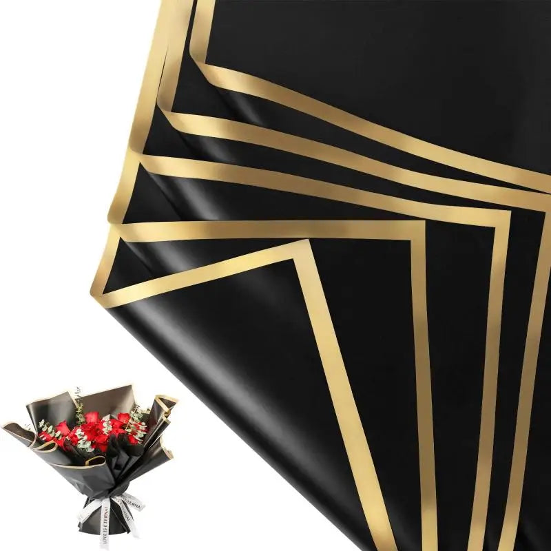20 Sheets Gilt Edge Flower Wrapping Paper Korean Style DIY Floral Wrapping Paper Nixie